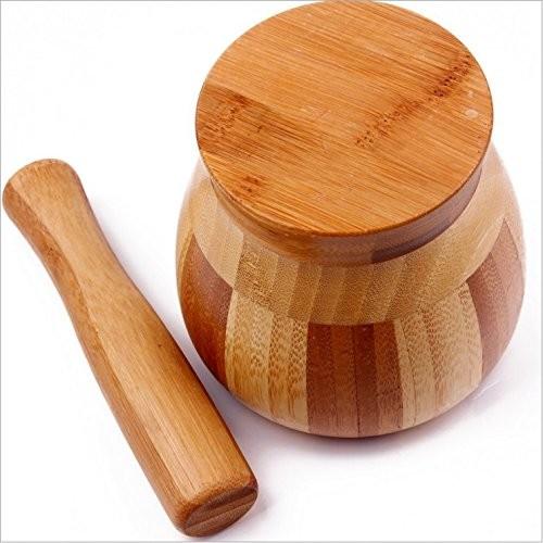 natural living bamboo garlic mortar and pestle with high quality and eco-friendly custom unique mortar and pestle