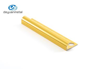 6063 Aluminum Tile Trim Corner Profiles Round Shape Gold Color For Wall Trimming