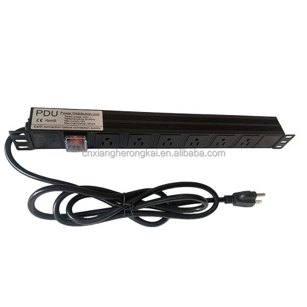 Black 8 Ways 20A Double-Break Switch American Standard Power Socket PDU for Server Room