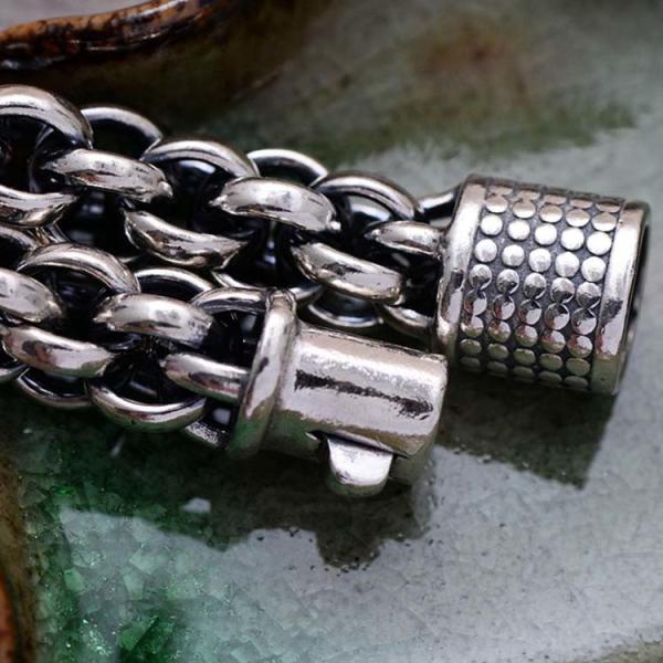 Sterling Silver Chunky Rolo Chain Link Men Bracelet (058602)