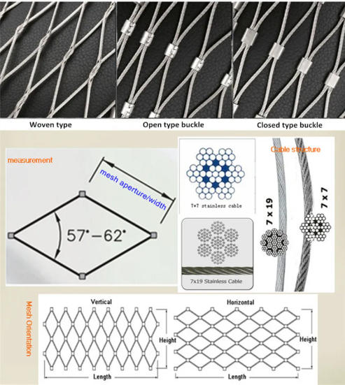 Flexible 7*7 304 Stainless Steel Wire Rope Zoo Safety Mesh Steel Cable Mesh