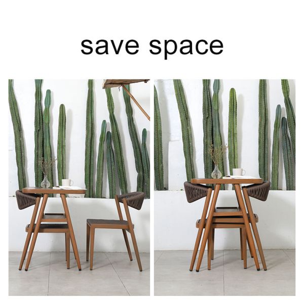 Indoor and Outdoor Furniture Storage Space Saving Rattan Garden Table and Chairs