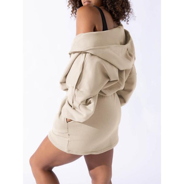 OEM/ODM Приемлемое пользовательское женское половинчатое спортивное мини-свитера зимнее платье с капюшоном
