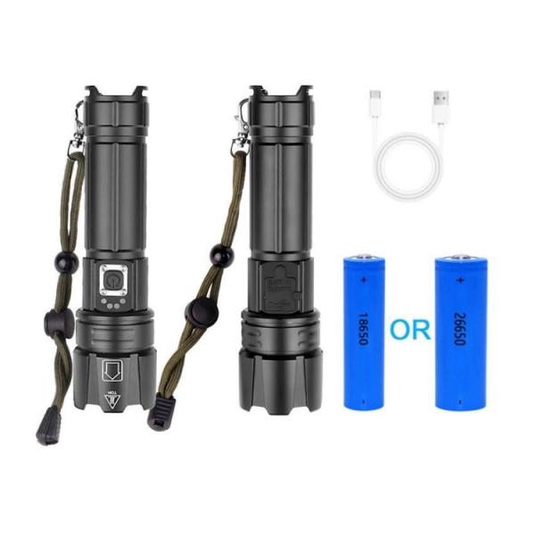 1500 Lumens LED Flashlight with Telescopic Zoom and 5 Modes for Outdoor Activities