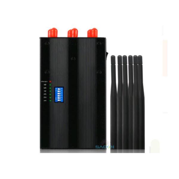 6 Antennas Portable Mobile Phone Jammer with Lithium Battery and 15m Jamming Range