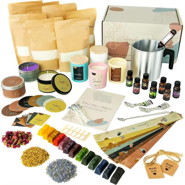 Colored Candle Soy Wax Kit Include Wax Wicks Tins DIY Candle Making Kit
