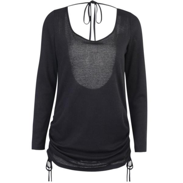 Autumn Halter Neck Sexy Black Long Sleeve Dress  Backless Knitted