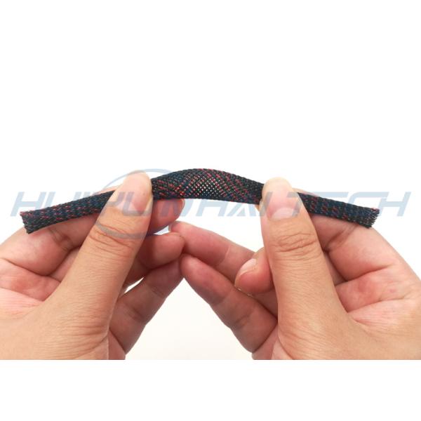 Blue Color PET Expandable Braided Sleeving For PC Wire Cable Harness Management