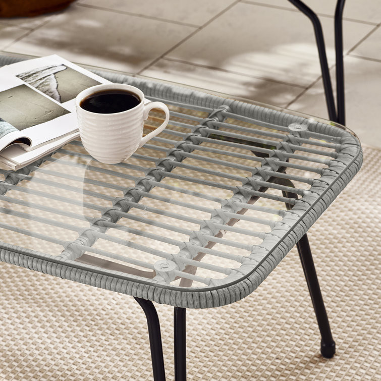 Metal Frame Garden Set 4 Seating Balcony Furniture Plastic Rattan Patio Furniture