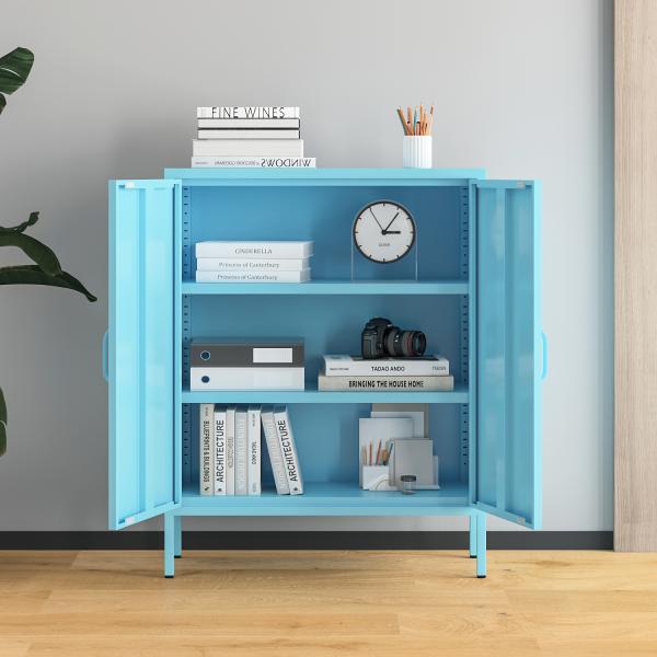 Modern Ultra-Thin Metal Sideboard Buffet Cabinet With 2 Steel Doors Dining Room Furniture for Home Use Living Bedroom Storage