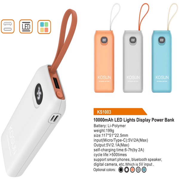 CE Rohs 225mm Li Polymer Pocket Power Bank 10000mah