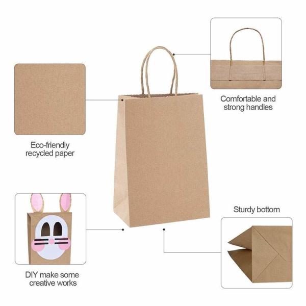 Custom Logo Khaki Kraft Wedding Gift Bag 8lb Load