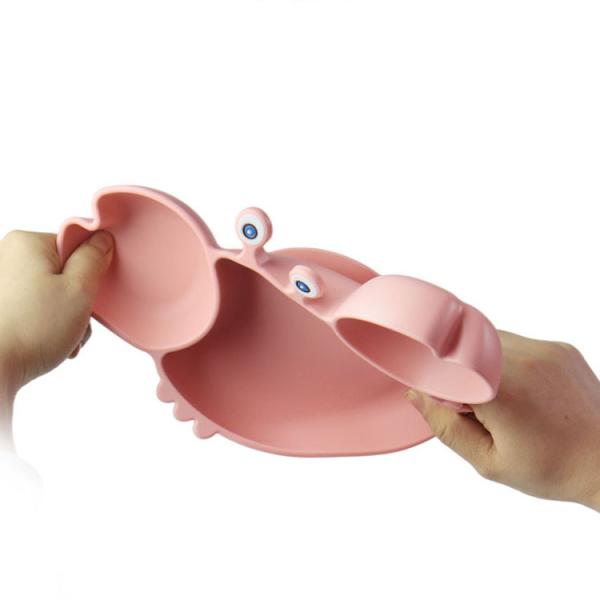 Crab Shape Silicone Suction Bowl Divided Eco Friendly Food Grade For Babies