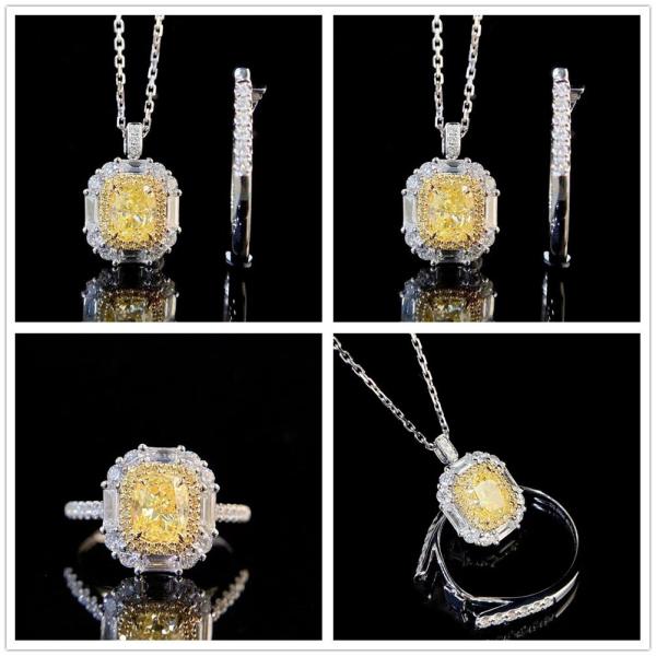 Initial Payment 18K Lab Diamonds Ring and Yellow Diamond Dual Purpose Ring and Pendant