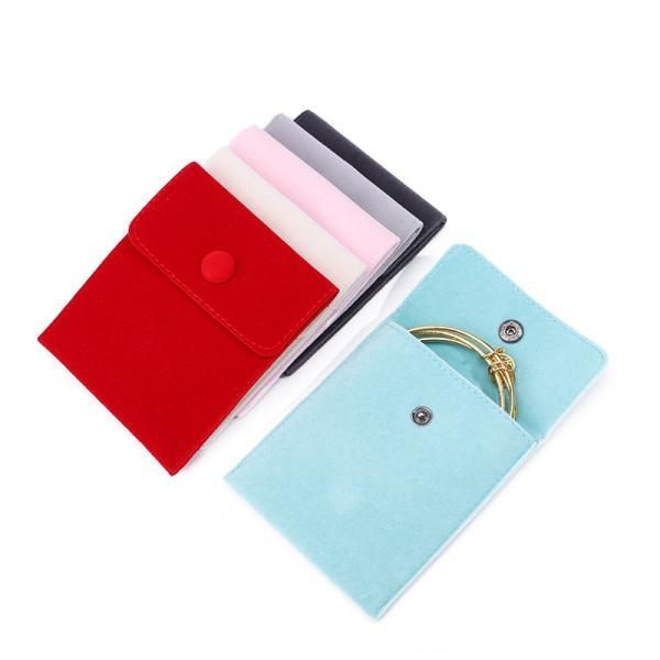 Elegant Luxury Noble Eco Friendly Biodegradable Velvet Jewelry Velvet Bag Snap Button Jewelry Bag Jewelry Bag Necklace Bracelet Ring Jewelry Packaging Bag