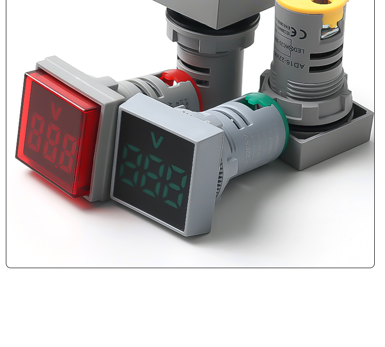 Mini Square 22mm Hole Digital Display Quadrate Voltmeter 24V 220V 380V Indicator AD16-22VMS HY Brand 100A Voltage Meter