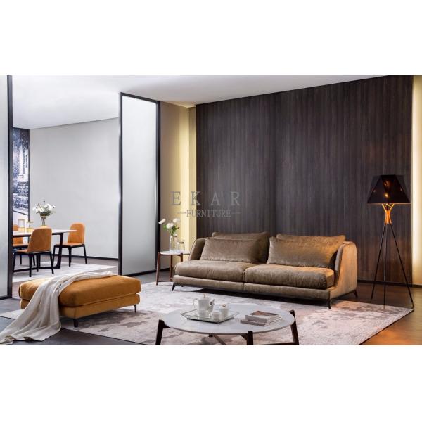 2.4m Brown Long Couch Fabric Furniture Big Living Room Sofa