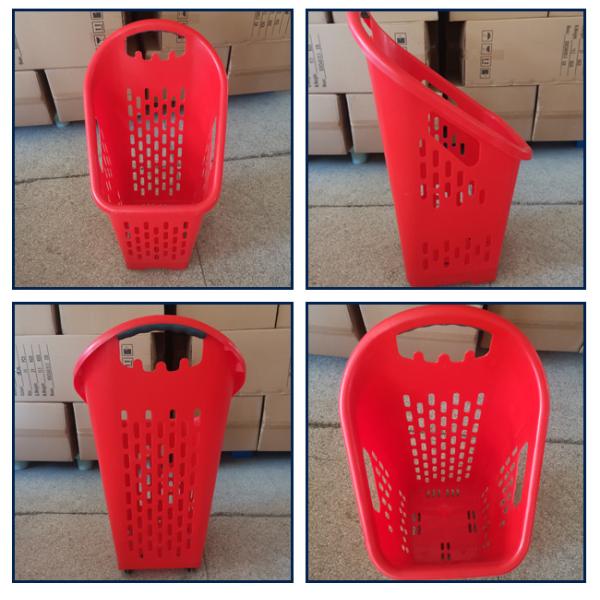 Stackable 4 2'' PU Wheels Plastic Rolling Basket For Grocery Store