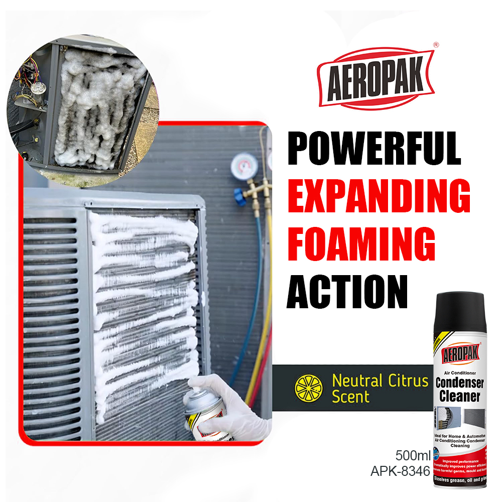 Aeropak 500ML Fast-Acting Aerosol Condenser Cleaner Foam-Type for All Condensers Removes Oil and Dirt