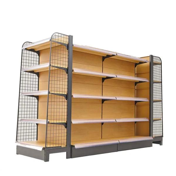Metal Wood Grain Shelves Heavy Duty 1-7 Layers For Retail Store
