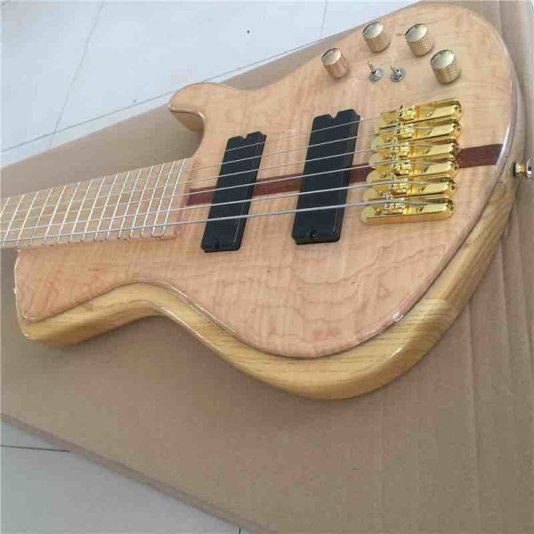 Custom Burst Maple Top 6 Strings Bass Guitar Neck Through Body Ebony Fingerboard Active Pickups Electric Bass