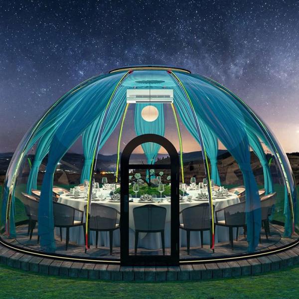 18-20 Person Transparent Wind Resistant Dome Prefab House for Hotel and PC Accommodation Solution