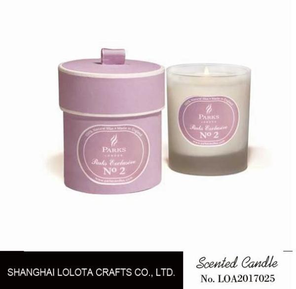 Scented pink frosted jar soy wax candle with pink round gift  box
