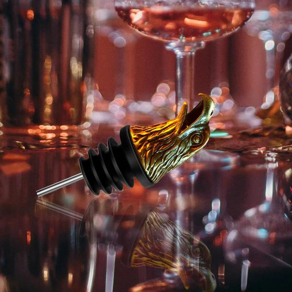 Zinc Alloy Stainless Steel Animal Bottle Pourer Eagle Head Wine Pourer