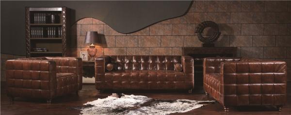 Hotel Furniture Soft Leather Sofa Set Top Grain Real Material Long Service Time