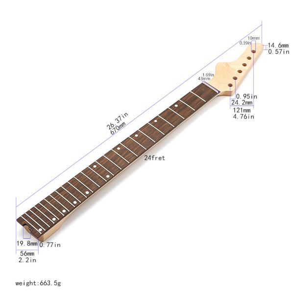 6 струн Розовый деревянный фретборд Материал 24 фрет Джасс Басс Гитара Шея 26,37 дюйма