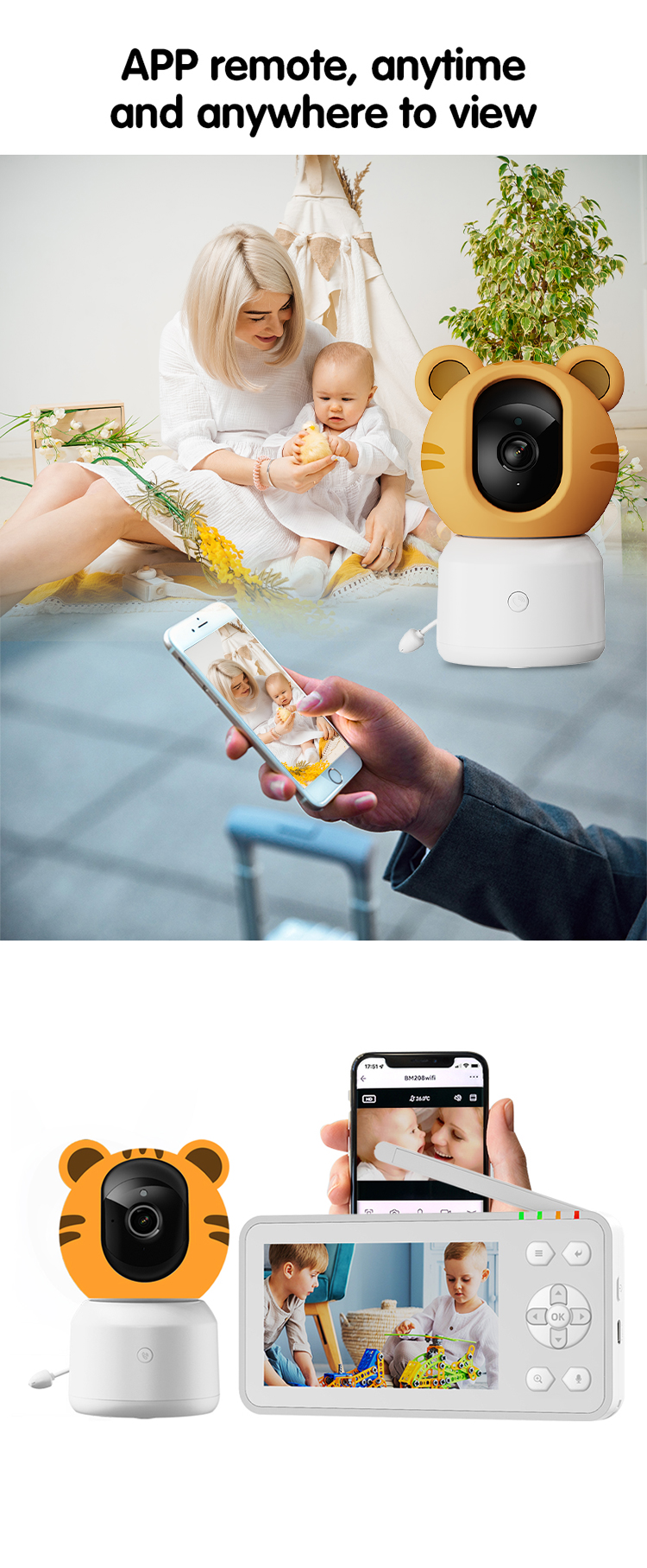 Smart Baby Pet Surveillance Camera Monitor with Two Way Communication Infrared Night Vision Remote Monitoring Through Tuya App
