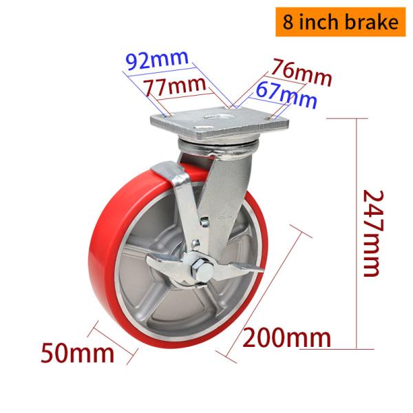 8 Inch Heavy Duty Caster Wheels 200mm 800kg Load Aluminum Core