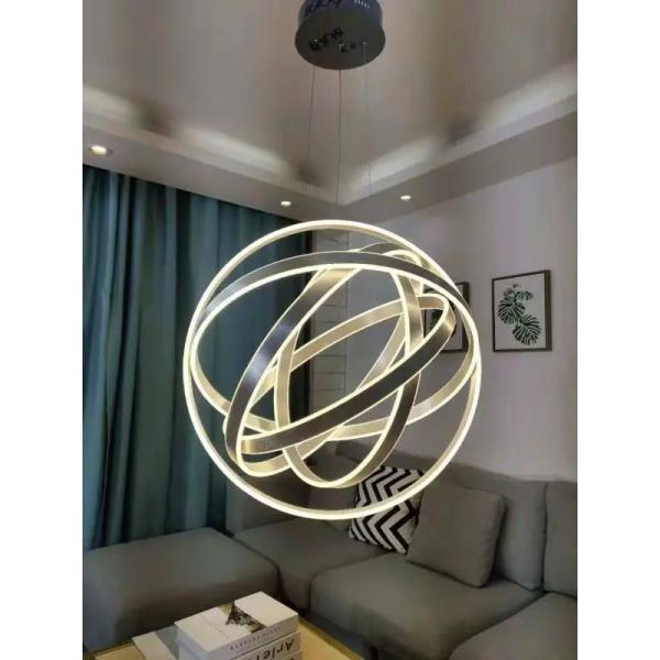 LED Hotel Lobby Chandelier with Creative Multiple Ring Combination and Nordic Style
