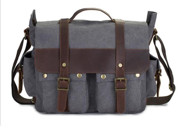 Grey Canvas Multifunctional Camera Bag