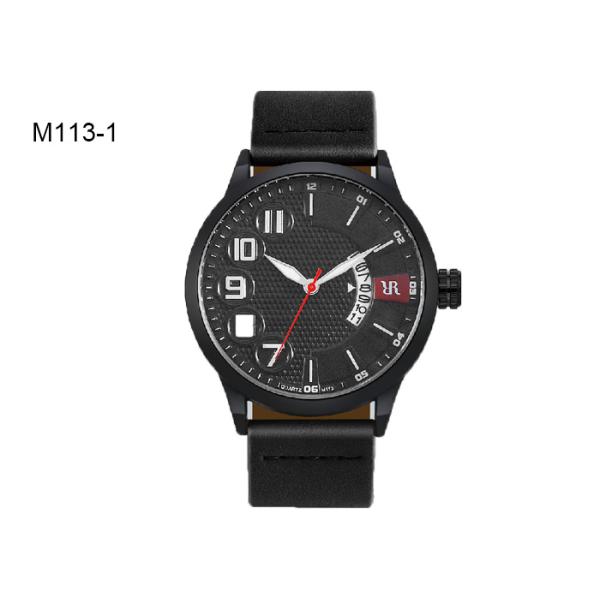 Water Resistant Men's Quartz Watch Sport PU Leather Fashion Reloj M113