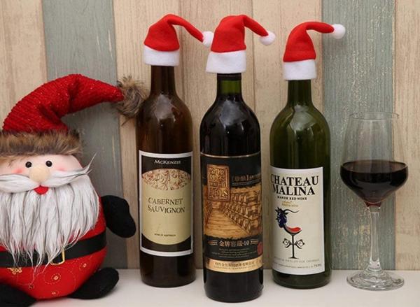 Mini Cute Hat Christmas Ornament Crafts Wine Bottle And Tableware Decoration