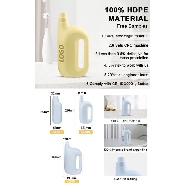 Custom HDPE 2L Laundry Detergent Bottle Washing Bucket Liquid Plastic Bottle