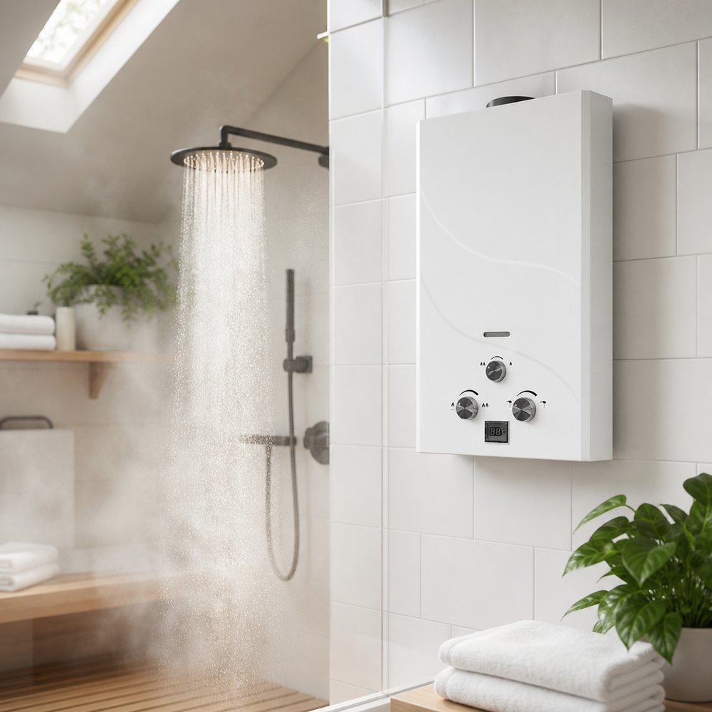 Temperature Range 32°C-65°C Tankless Gas Water Heater Battery Operated Ignition Method Continuous Hot Water Flow Heating
