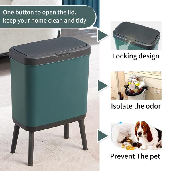 15Ltr PP Small Plastic Garbage Can Rectangular Trash Can On Legs