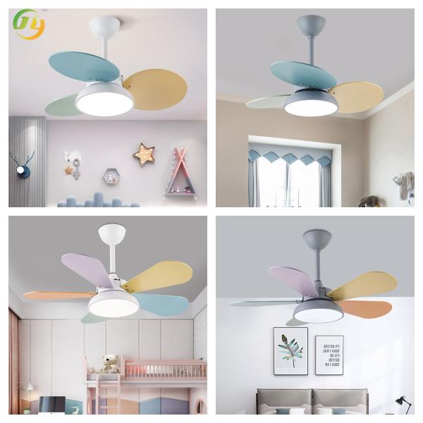 Modern Simple Nordic Eye Protection Colorful Leaf Children's Room Fan Light 30 Inch 36 Inch