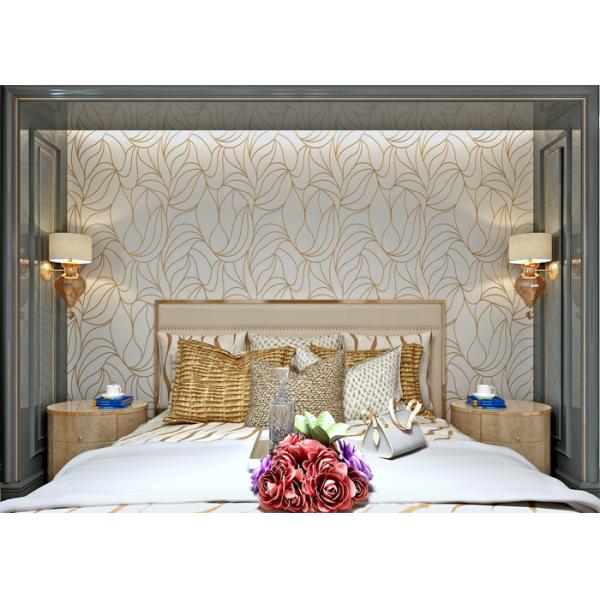 White Modern Wall Covering Non Woven Wallpaper Sound Absorbing With Geometric Pattern