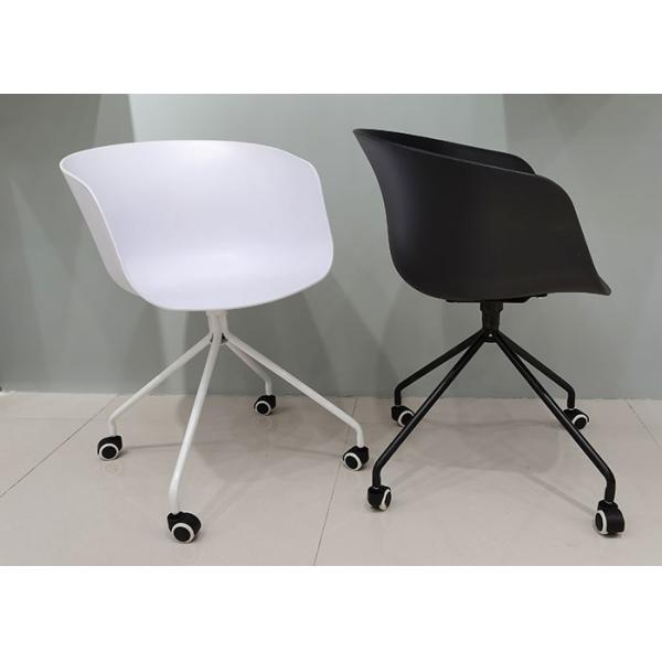 54.5cm 50cm Plastic Rolling Office Chair PP Stackable Training Room Chairs
