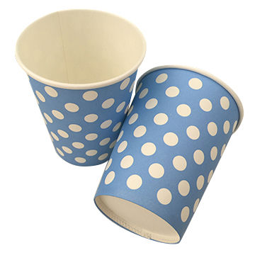 8OZ 300ml Disposable Paper Hot Beverage Cups With Polka Dot Printing
