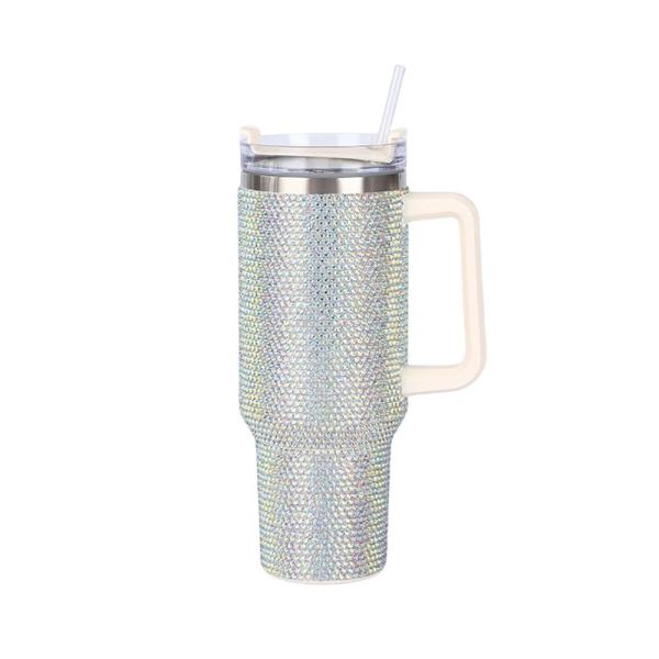 Customizable Reusable Cold Color 300ml/400ml Double Wall Cup with Diamond Studded Lid