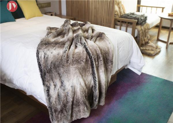 Soft classic Gray Faux Fur Blanket Chinchilla Stripes Throw Winter OEM/ODM Accepted