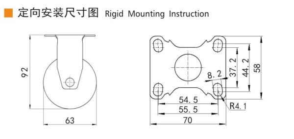 EDL Light TPU  Casters Chrome Coating 2.5inch 80kg Plate by Rigid, Swivel and Brake type 37225P-77