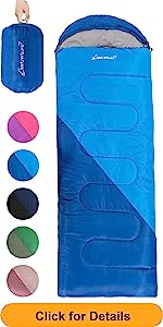 Outdoor Camping Children Sleeping Bag, Fit Boys and Girls 4 Season Comfortable Compact Sleeping Bag Mummy Camping