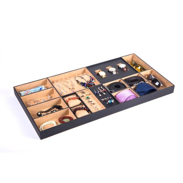 18 compartimientos bandeja de joyas organizador de almacenamiento estilo de lujo ligero