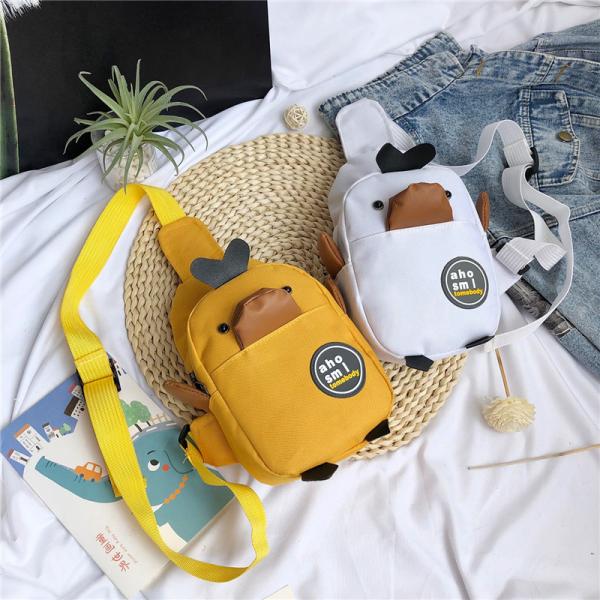 Summer chicken canvas bags kids purse chest bag red duck Fanny pack canvas OEM logo picture shoulder crossbody bag