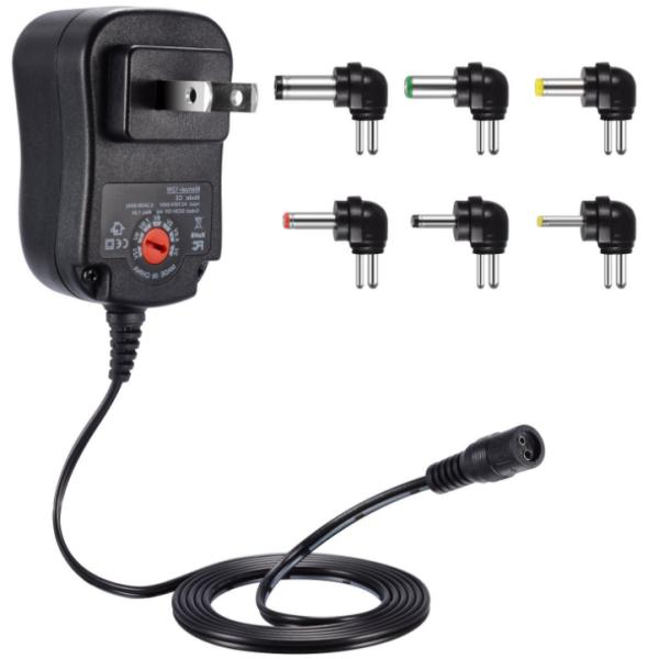 DC Output 30W Universal Power Supply Adapter 100-240V AC 3V-12V Adjustable Multiple Tips
